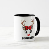 Leuk kerst rendier gezicht mok (Voorkant rechts)