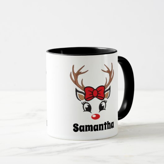 Leuk kerst rendier gezicht mok (Voorkant rechts)