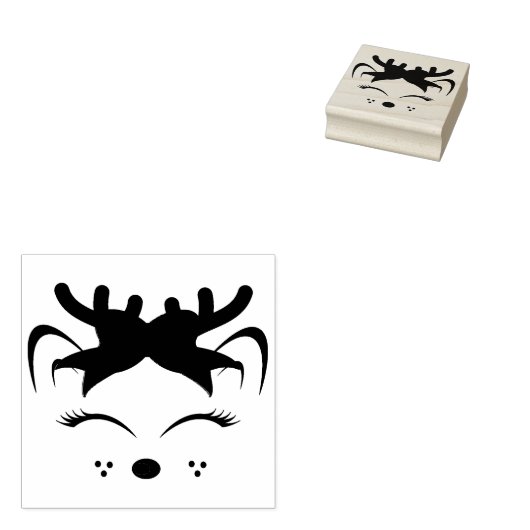 Leuk kerst rendier gezicht rubberstempel (Gestempeld)