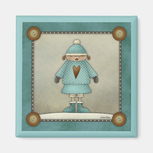 Leuk kerst sneeuw Kind Magneet (Voorkant)