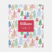 Leuk kerstboom patroon met familienaam fleece deken (Voorkant)