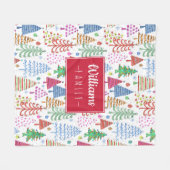 Leuk kerstboom patroon met familienaam fleece deken (Voorkant (Horizontaal))
