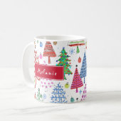 Leuk Kerstboom Patroon met Naam Koffiemok (Voorkant links)