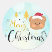 leuk kerstfeest beer ronde sticker (Voorkant)