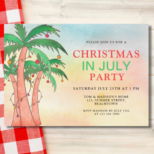 Leuk kerstfeest in juli feest kaart