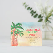 Leuk kerstfeest in juli feest uitnodiging briefkaart (Staand voorkant)