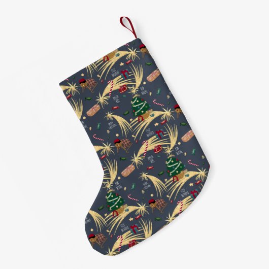 Leuk kerstfeest op grijs kleine kerstsok (Achterkant (Hangend))