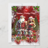 Leuk Kerstfeest Rode Paar 3 Honden Kaart (Voorkant)