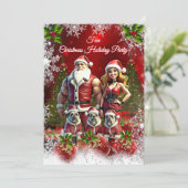 Leuk Kerstfeest Rode Paar 3 Honden Kaart (Staand voorkant)