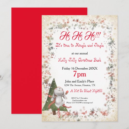 Leuk Kerstfeest Schattige Bunny Tree Star Snowflak Kaart (Voorkant / Achterkant)