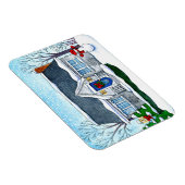 Leuk kersthuis met sneeuwmanmagneet magneet (Rechterzijde)
