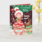 Leuk, Kerstmis, Nicht, Cupcake Marcy Pam Kaart (Gele Bloem)