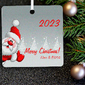 Leuk Kerstmis Santa sneeuw Metalen Vierkant Orname Metalen Ornament