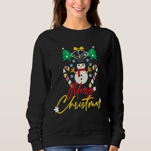 Leuk Kerstmisontwerp met Bellen, Bomen Trui (Voorkant)