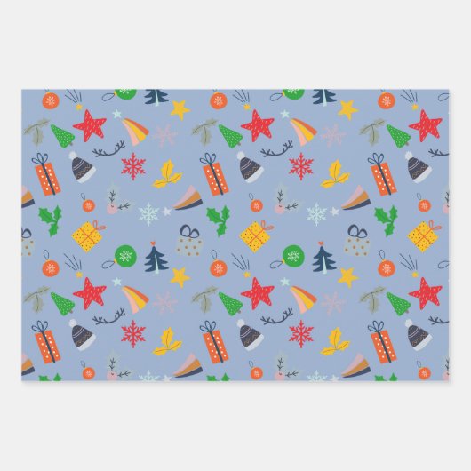 Leuk kerstmotief inpakpapier vel (Voorkant 2)