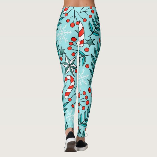 Leuk kerstpatroon Blauwe leggings (Achterkant)