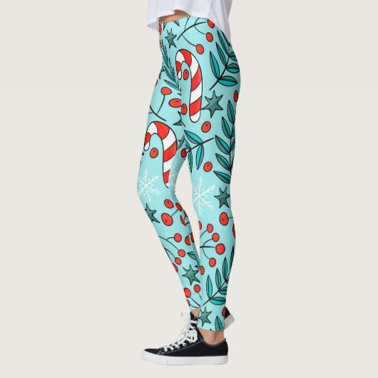 Leuk kerstpatroon Blauwe leggings (Links)