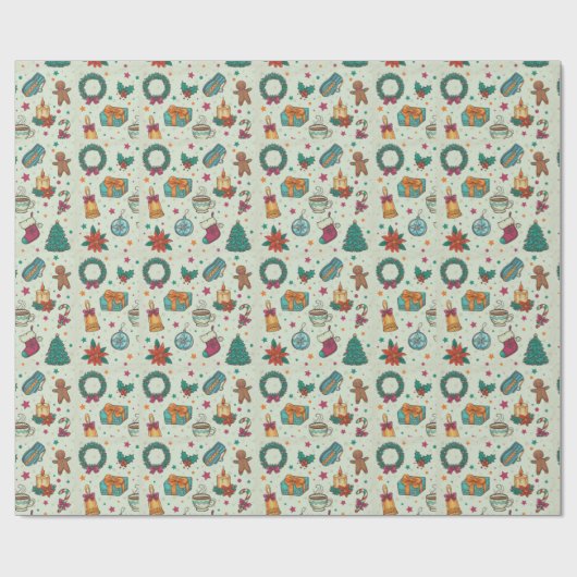 Leuk kerstpatroon Groene Bomen Kerstmis Cadeaupapier (Vlak)