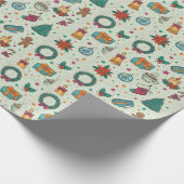 Leuk kerstpatroon Groene Bomen Kerstmis Cadeaupapier (Hoek)