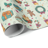 Leuk kerstpatroon Groene Bomen Kerstmis Cadeaupapier (Rol Hoek)