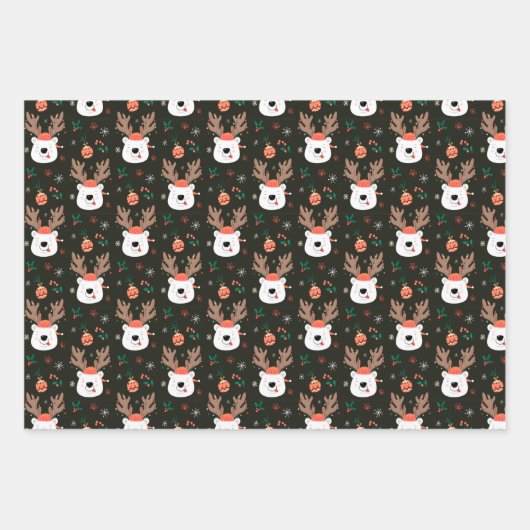 leuk kerstpatroon inpakpapier vel (Voorkant)