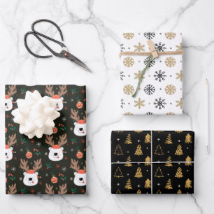 leuk kerstpatroon inpakpapier vel