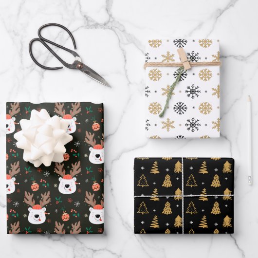 leuk kerstpatroon inpakpapier vel (Voorkant)