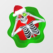 Leuk kerstskelet in Splatter Shape Ornamenten Raamsticker (Vel)