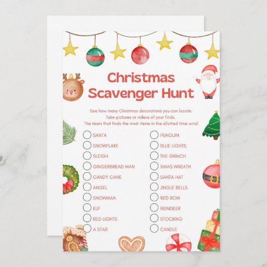 Leuk kerstspel - niet bewerkbaar - kaart (Voorkant / Achterkant)