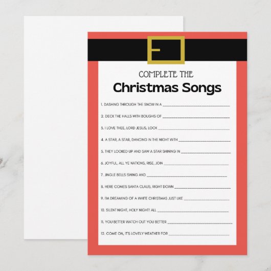 Leuk kerstspel - niet bewerkbaar - kaart (Voorkant / Achterkant)