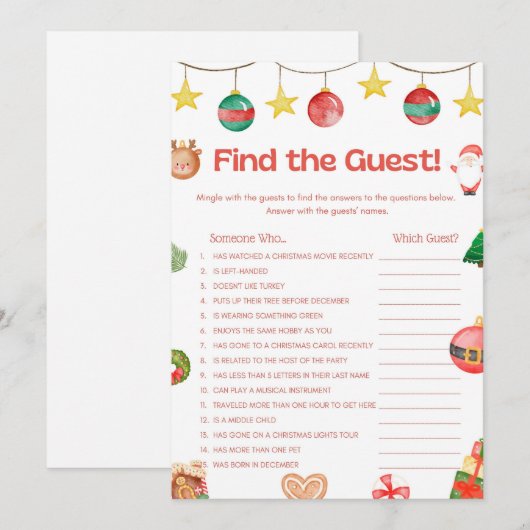 Leuk kerstspel - niet bewerkbaar - kaart (Voorkant / Achterkant)