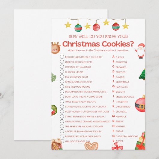 Leuk kerstspel - niet bewerkbaar - kaart (Voorkant / Achterkant)