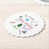 Leuk kerstwoord wolk ontwerp kartonnen onderzetters (Gekanteld)