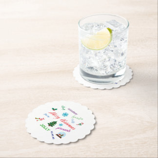 Leuk kerstwoord wolk ontwerp kartonnen onderzetters