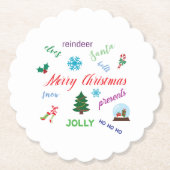 Leuk kerstwoord wolk ontwerp kartonnen onderzetters (Voorkant)