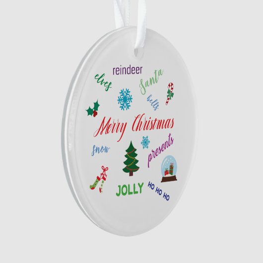 Leuk kerstwoord wolk ontwerp ornament (voorkant)