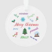 Leuk kerstwoord wolk ontwerp ornament (achterkant)