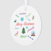 Leuk kerstwoord wolk ontwerp ornament (voorkant)