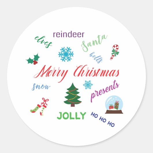 Leuk kerstwoord wolk ontwerp ronde sticker (Voorkant)