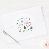 Leuk kerstwoord wolk ontwerp ronde sticker (Envelop)