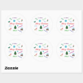 Leuk kerstwoord wolk ontwerp ronde sticker (Vel)