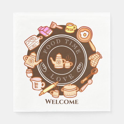 Leuk keukengerei bruin servet (Voorkant)