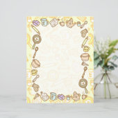 Leuk keukengerei geel papier blad (Staand voorkant)