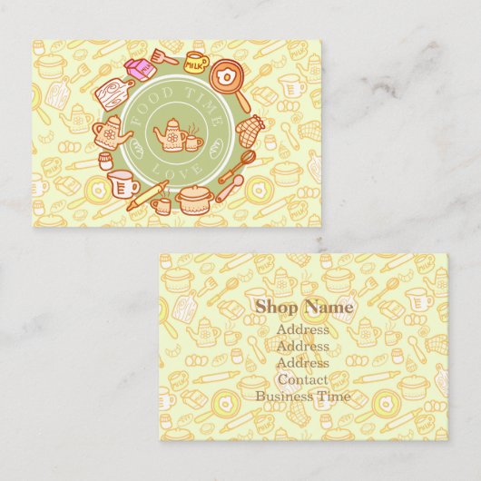 Leuk keukengerei groen visitekaartje (Voorkant / Achterkant)