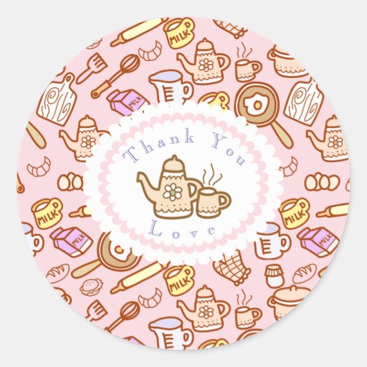 Leuk keukengerei Roze Classic Ronde Sticker (Voorkant)