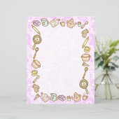 Leuk keukengerei roze papier blad (Staand voorkant)