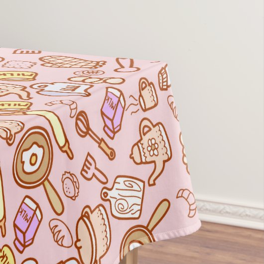 Leuk keukengerei roze tafelkleed (Voorbeeld)
