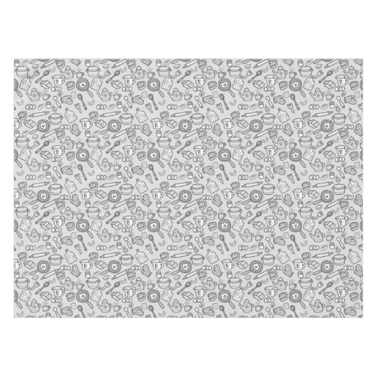 Leuk keukengerei zwart wit tafelkleed (Voorkant (Horizontaal))