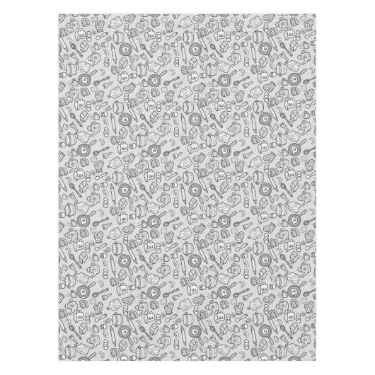 Leuk keukengerei zwart wit tafelkleed (Voorkant)