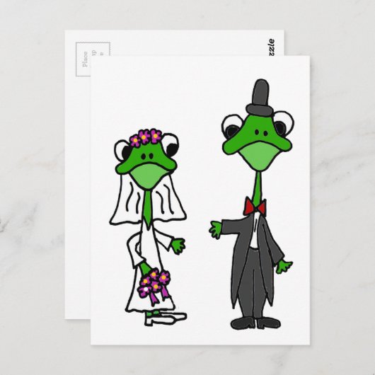 Leuk Kikker Bruid en bruidegom Bruiloft Ontwerp Briefkaart (Voorkant / Achterkant)